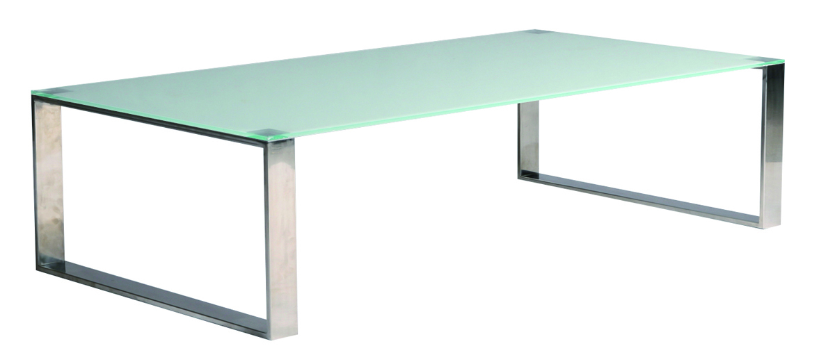 Table basse moderne verre et inox rectangulaire Inola