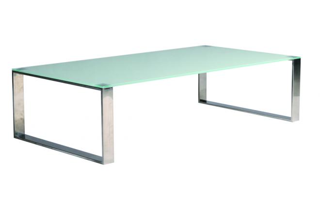 Table basse moderne verre et inox rectangulaire Inola