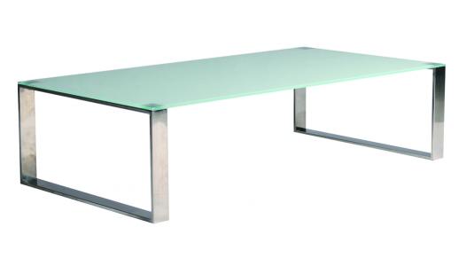 Table basse rectangulaire moderne en inox INOLA - verre tremp&eacute;  image 1