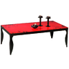Table basse rouge en acier laqu&eacute; BAROCA - verre tremp&eacute; image pub1