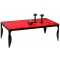 Table basse rouge moderne en acier laqu&eacute; et verre tremp&eacute; Baroca