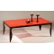 Table basse rouge moderne en acier laqu&eacute; et verre tremp&eacute; Baroca