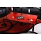 Table basse rouge moderne en acier laqu&eacute; et verre tremp&eacute; Baroca