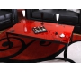 Table basse rouge moderne en acier laqu&eacute; et verre tremp&eacute; Baroca
