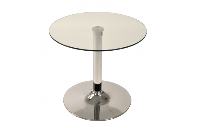 Table d'appoint en verre et m&eacute;tal chrom&eacute; Eddie