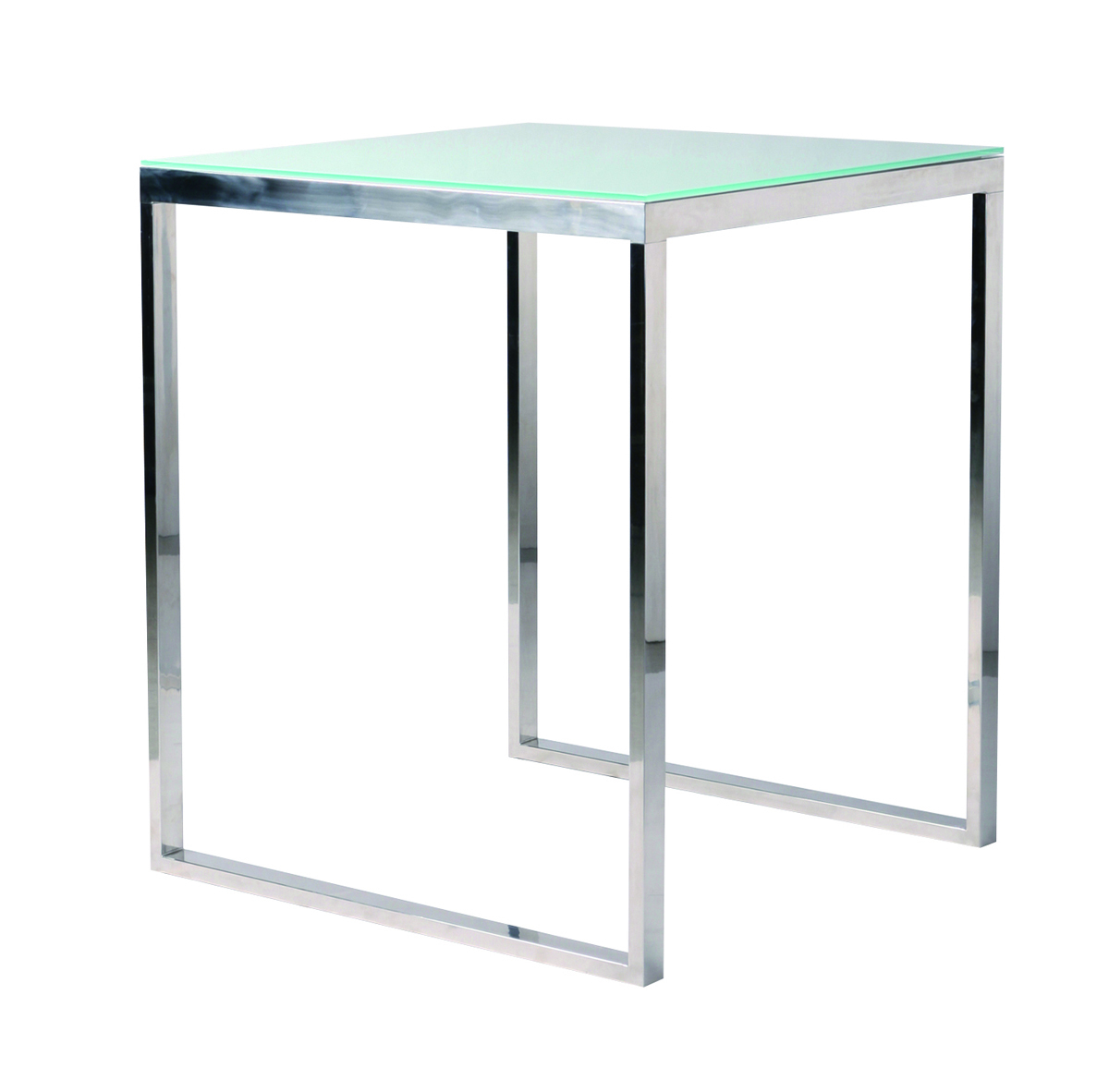 Table de bar haute carr&eacute;e verre tremp&eacute; INOLA  90cm