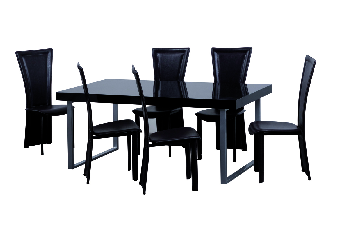 Table de cuisine / &agrave; manger noire moderne rectangulaire New York V2