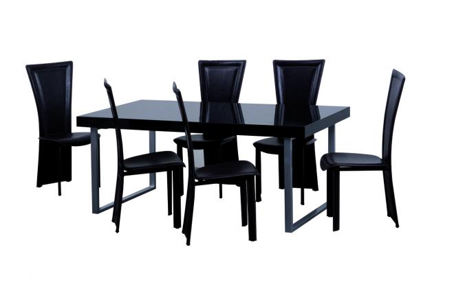 Table de cuisine / &agrave; manger noire moderne rectangulaire New York V2