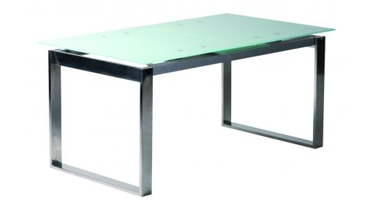 Table de cuisine / salle &agrave; manger INOLA &agrave; rallonge en inox et verre tremp&eacute;  image 1