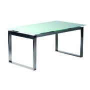 Table de cuisine / salle &agrave; manger INOLA &agrave; rallonge en inox et verre tremp&eacute;  image pub1
