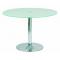 Table de cuisine / salle &agrave; manger ronde en acier et verre tremp&eacute; JANIS 110cm