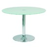 Table de cuisine / salle &agrave; manger ronde JANIS 110cm en acier et verre tremp&eacute; image pub1