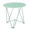 Table de cuisine / salle &agrave; manger ronde JANIS 80 cm en acier et verre tremp&eacute;