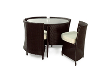 Table de jardin en r&eacute;sine tress&eacute;e et ses 4 chaises FIDJI