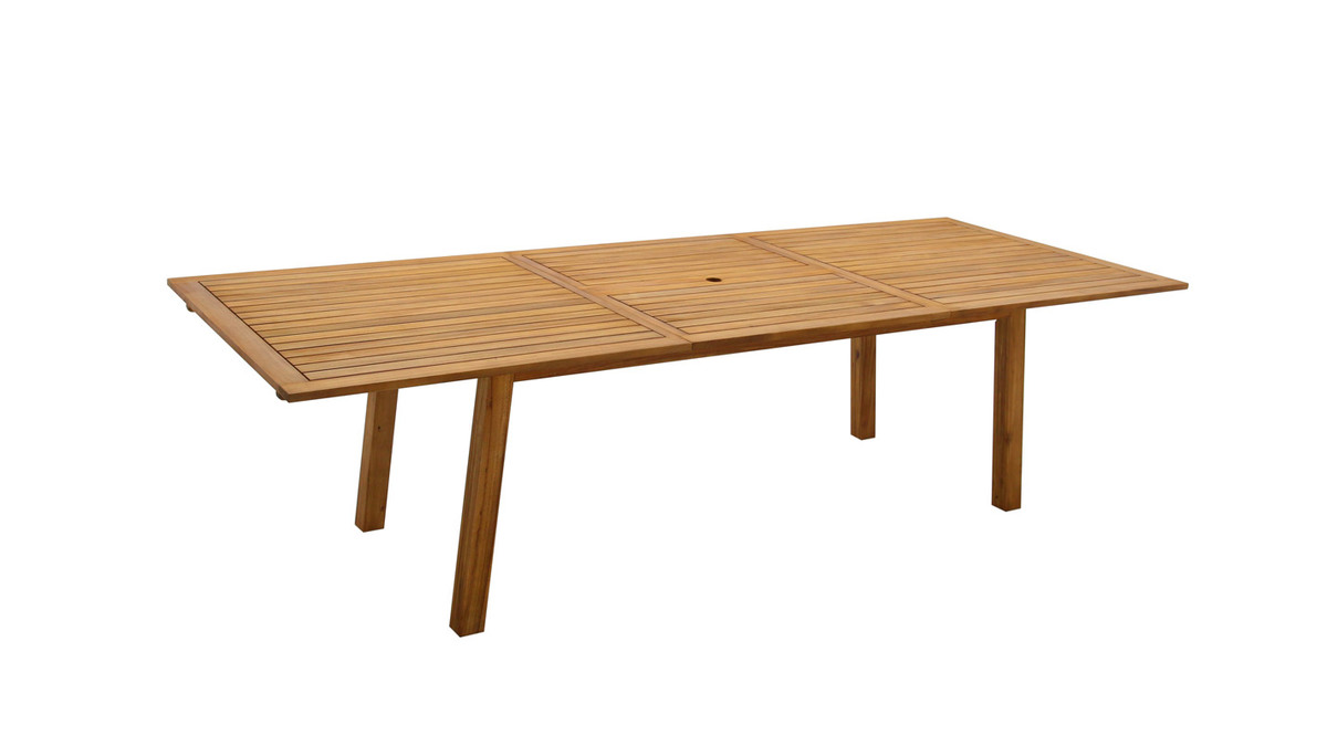 Table de jardin extensible rallonges intgres en bois massif L210-300 cm MAYEL