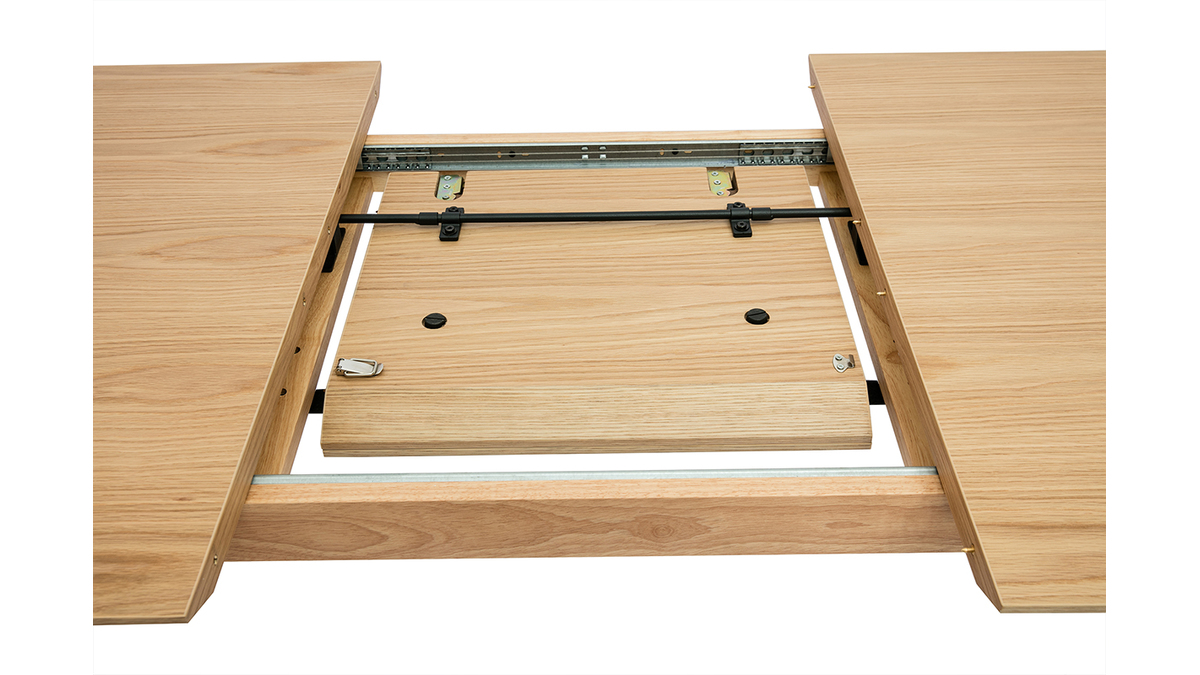 Table extensible rallonges intgres rectangulaire en bois clair chne L160-210 cm ANK