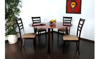 Table ronde DALTON coloris Wenge - Plateau en Verre Rouge