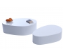 Tables basses design galets laqu&eacute;es blanches CAMILLE (lot de 2)