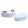 Tables basses design galets laqu&eacute;es blanches CAMILLE (lot de 2)