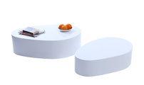 Tables basses design galets laqu&eacute;es blanches CAMILLE (lot de 2)