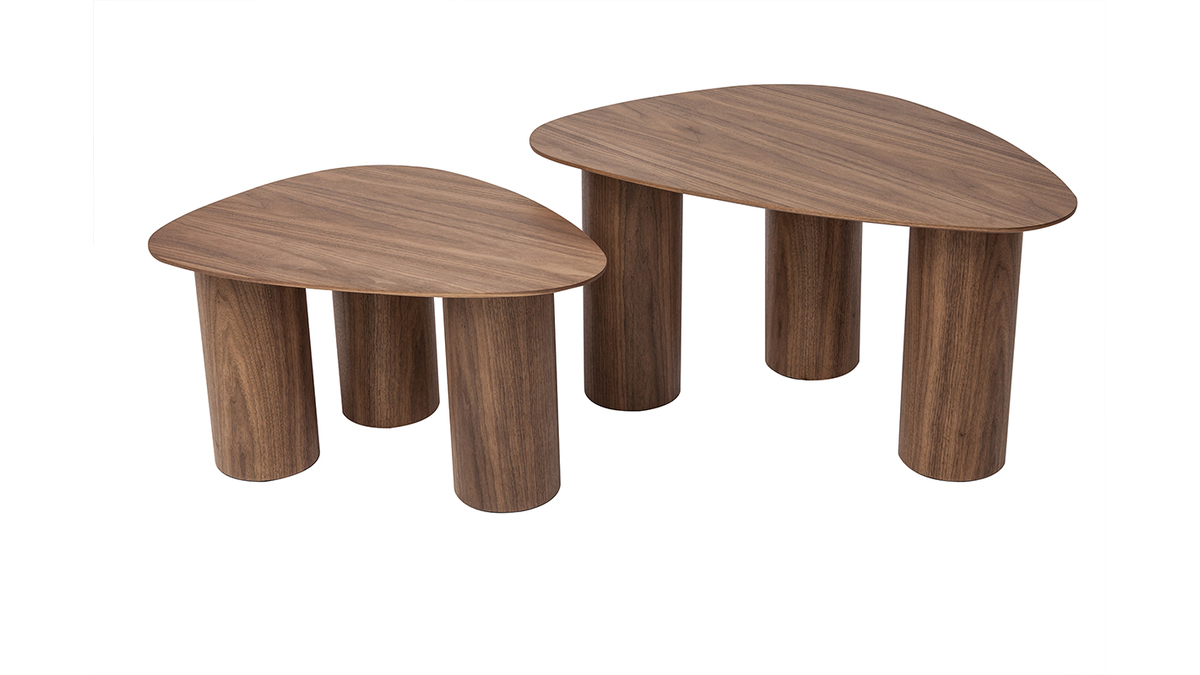 Tables basses gigognes design en bois fonc (lot de 2) FOLEEN