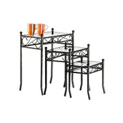 Tables d'appoint en verre et acier FLORENCE