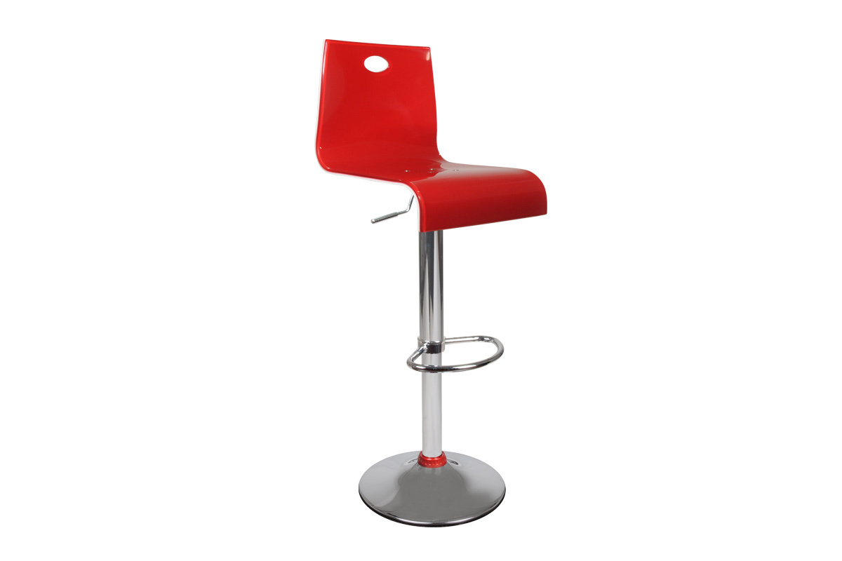 Tabouret de bar bicolore rouge et blanc SATURNE