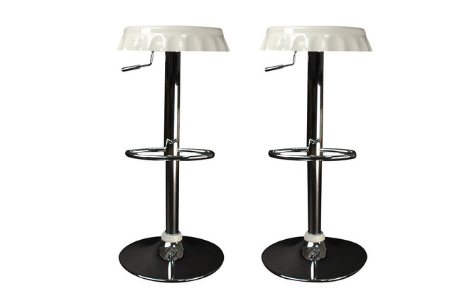 Tabouret de bar / cuisine blanc CAPSULE (lot de 2)