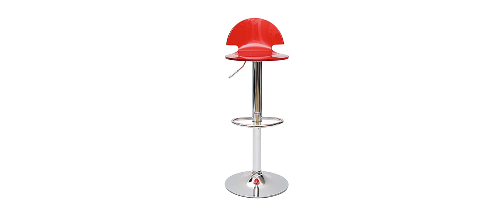 Tabouret de bar / cuisine design en plexiglas rouge transparent ORION