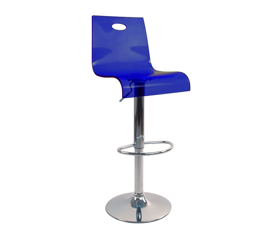 Tabouret de bar / cuisine plexiglas bleu transparent SATURNE