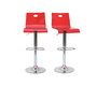 Tabouret de bar / cuisine plexiglas rouge transparent SATURNE (lot de 2) 