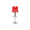 Tabouret de bar / cuisine plexiglas rouge transparent SATURNE (lot de 2) 