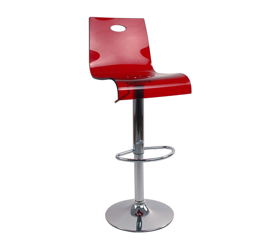 Tabouret de bar / cuisine plexiglas rouge transparent SATURNE