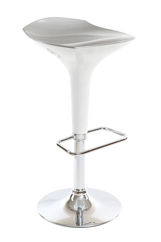Tabouret de bar design argent et blanc VENUS