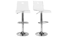 Tabouret de bar design SATURNE plexiglas transparent (Lot de 2)