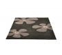 Tapis moderne noir et gris &agrave; motifs Marguerite