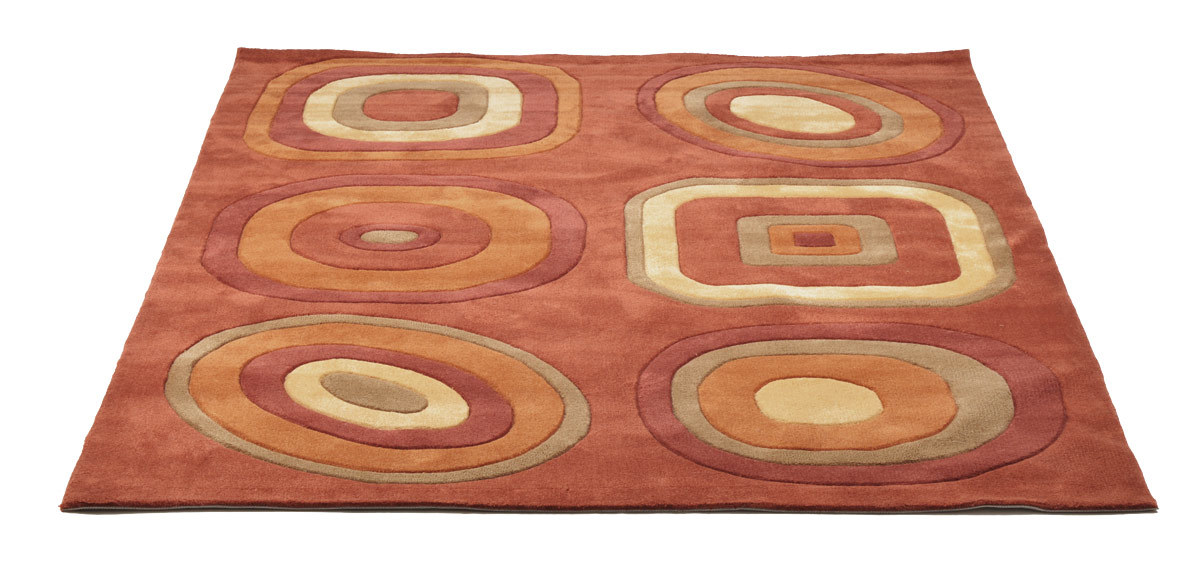 Tapis moderne orange et rouge Lys