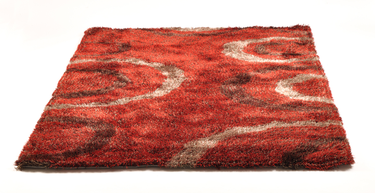Tapis moderne rouge avec motifs Aloes