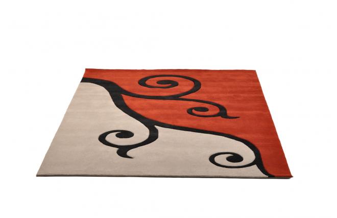 Tapis moderne rouge et gris Cl&eacute;matite