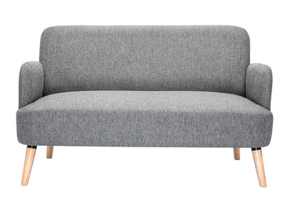 Canap&eacute; scandinave 2 places en tissu gris clair et bois clair ISKO