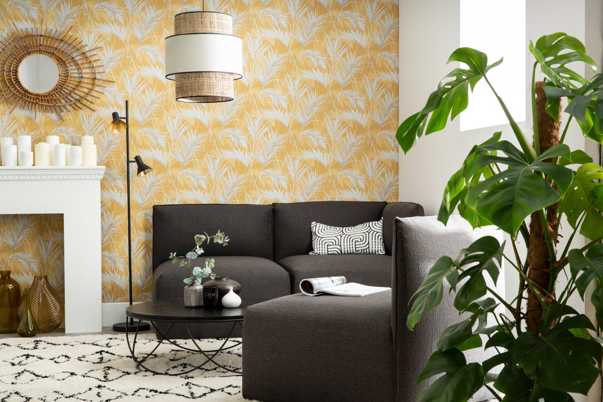Angle de canap design tissu gris fonc MODULO