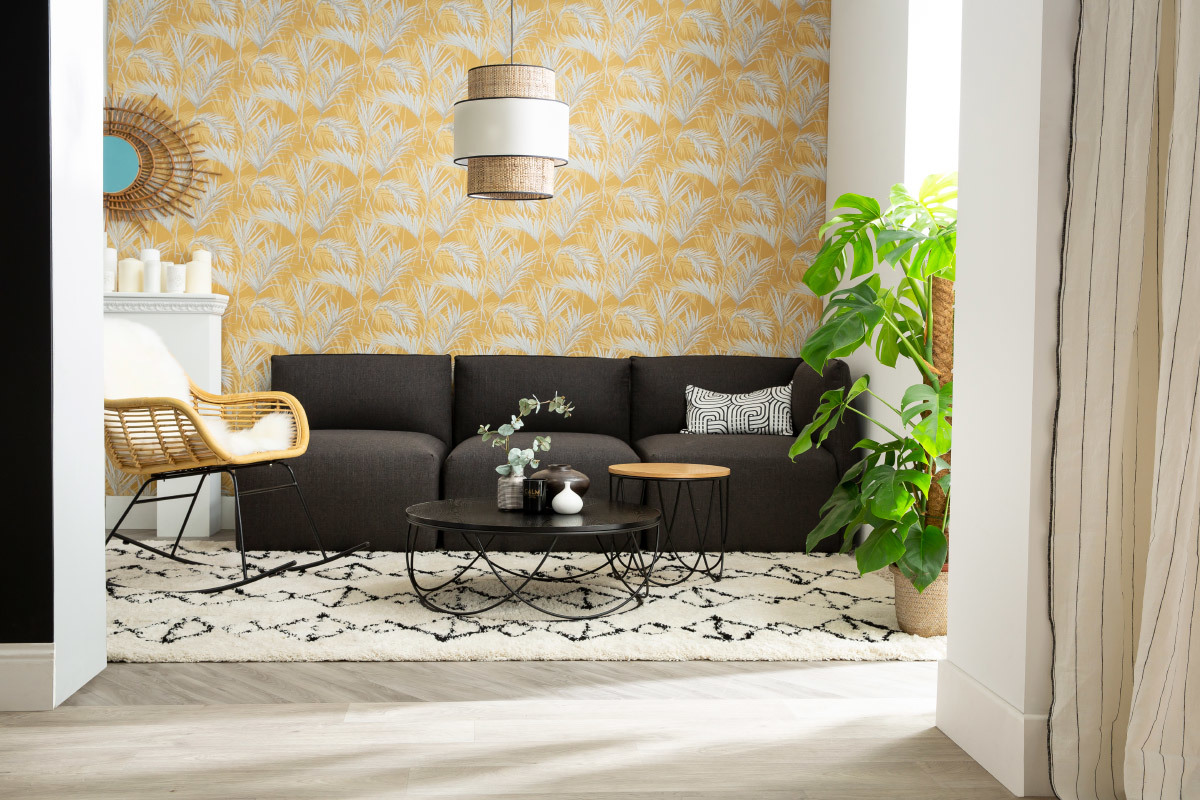 Angle de canap design tissu gris fonc MODULO