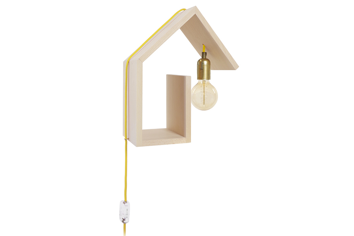 Applique murale design fixation droite cordon jaune HUT