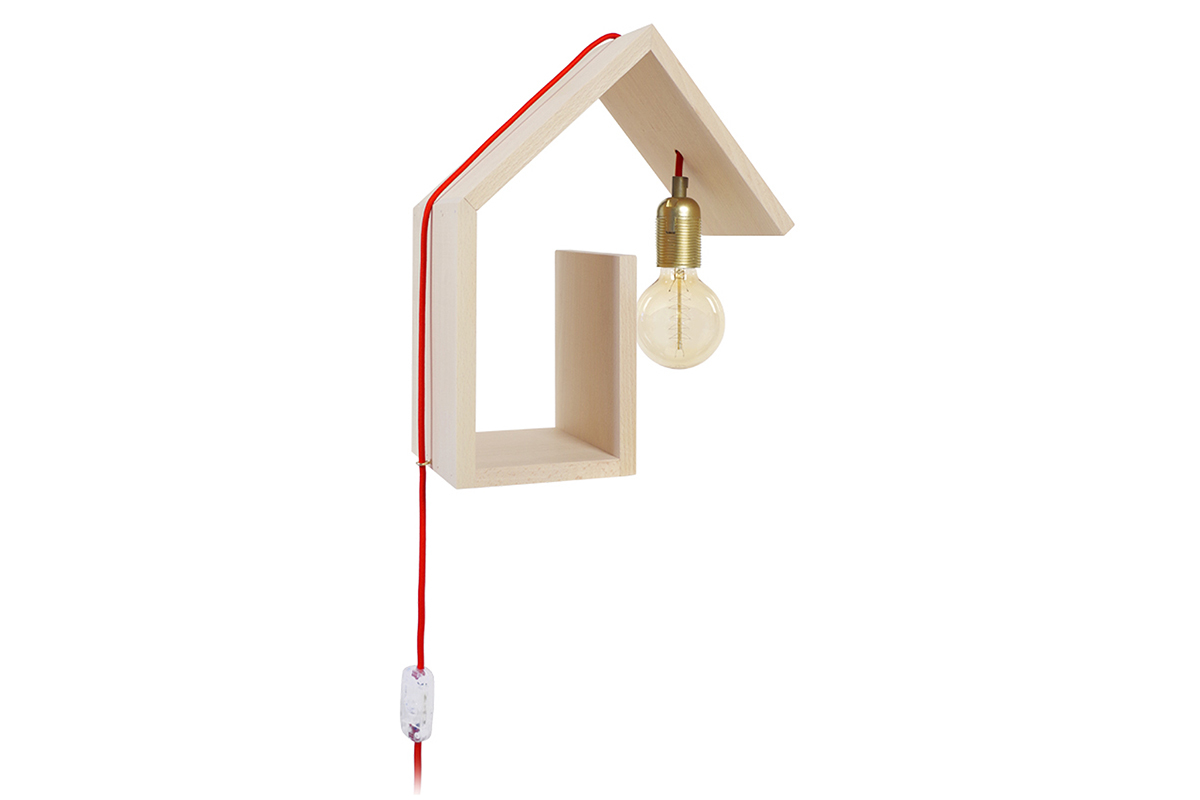 Applique murale design fixation droite cordon rouge HUT