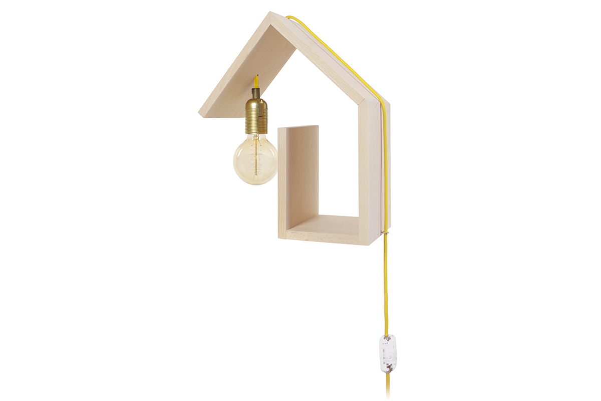 Applique murale design fixation gauche cordon jaune HUT