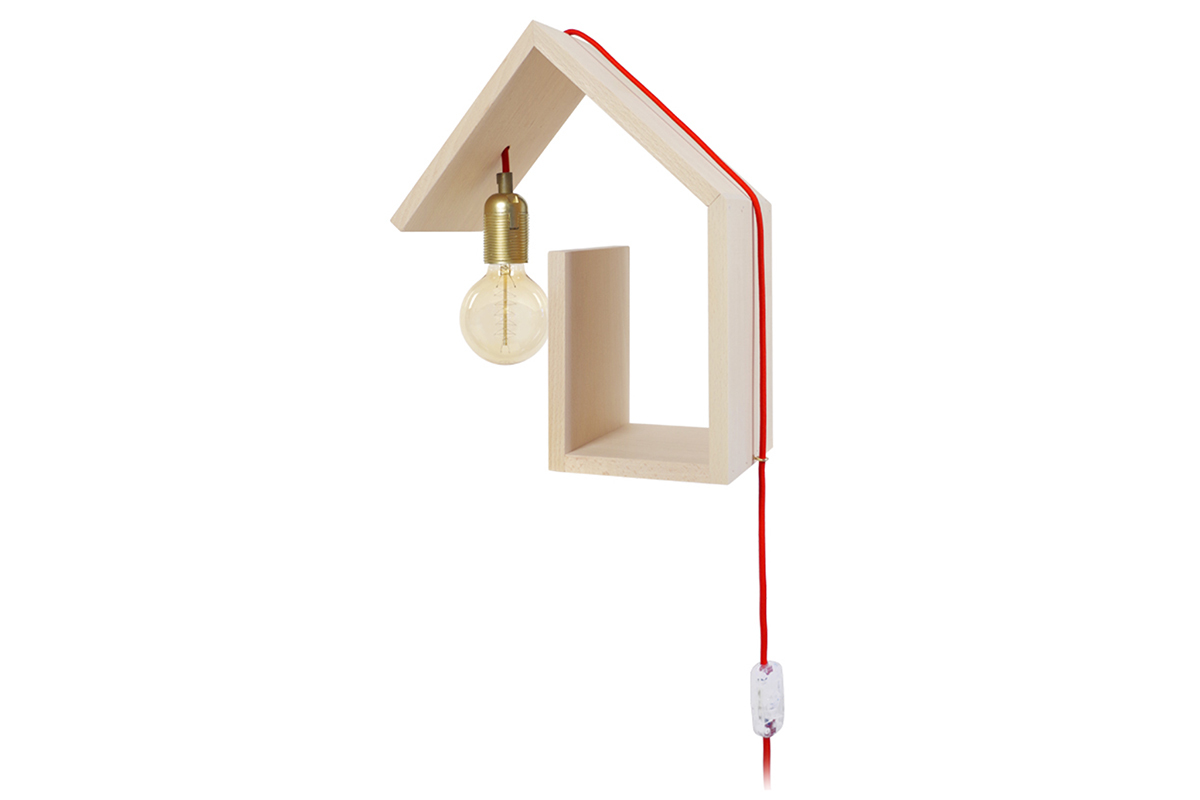 Applique murale design fixation gauche cordon rouge HUT
