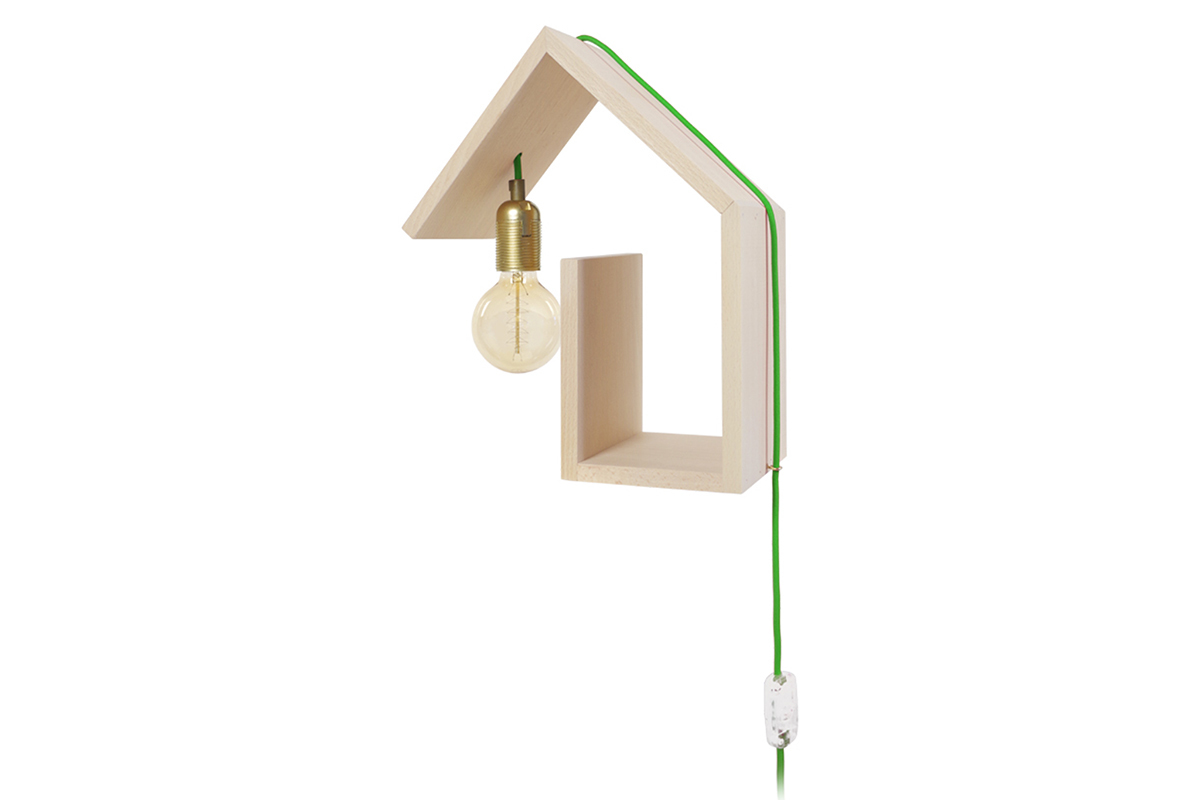 Applique murale design fixation gauche cordon vert HUT