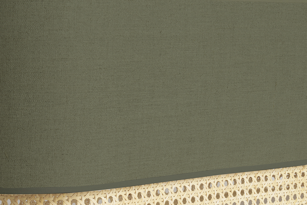 Applique murale en lin vert kaki et cannage rotin naturel H20 cm TIWY