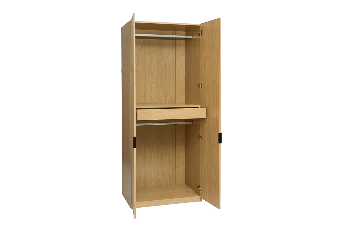 Armoire avec 2 penderies finition bois chne L90 cm GARENCE