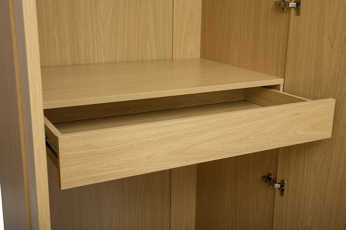 Armoire avec 2 penderies finition bois chne L90 cm GARENCE
